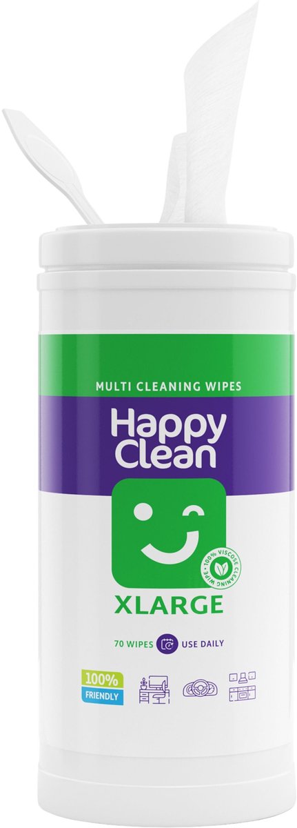 Happy Clean Premium Werkplek Reinigingdoekjes- 70 Stuks - 100% Viscose - Vochtige schoonmaakdoekjes voor Bureau, Kantoor & Pantry