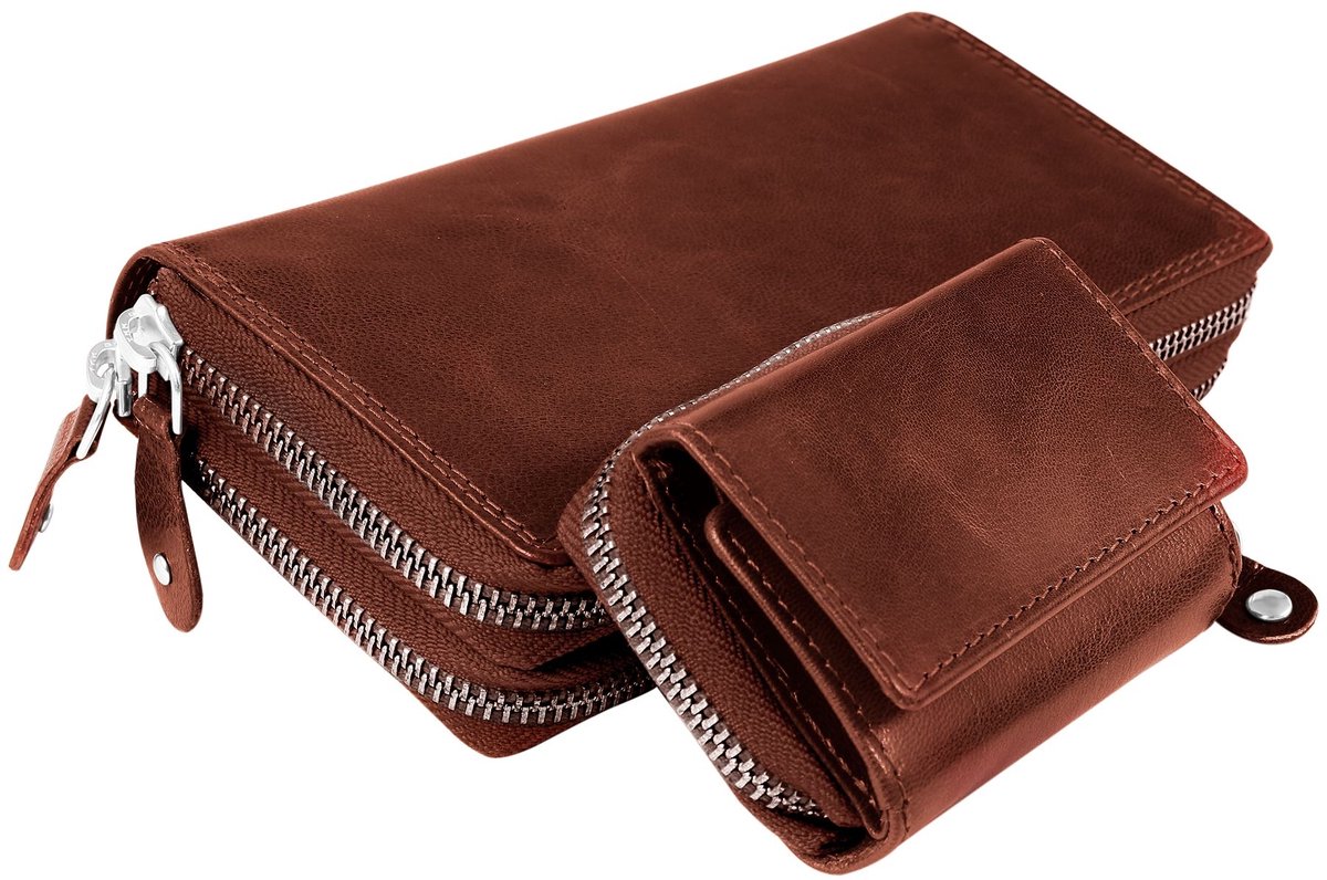JUST Gewoon Unisex Portemonnee JU40006 Echte leren portemonnees in een set, RFID-bescherming