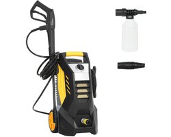 Hogedrukreiniger met 5-delige Accessoires - 1800W – 135 bar – 540 l/h – Incl. 5m Slang, Verstelbare Spuitstukken en Accessoires - Auto Was Set - Terrasreinigers - Hogedrukspuit - Geel+Zwart