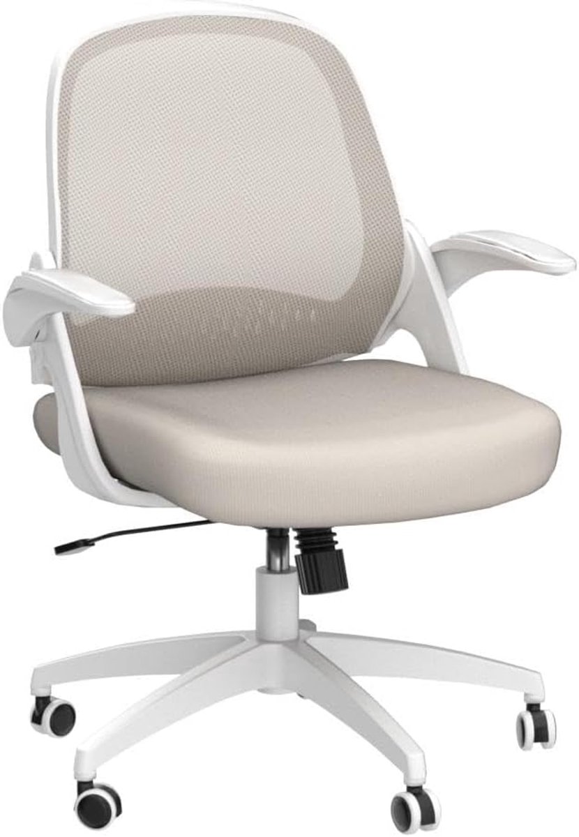 Ergonomische bureaustoel grijs – inklapbare armleuningen, rollend, 120° kantelbaar, ademend net, in hoogte verstelbaar, thuiskantoor