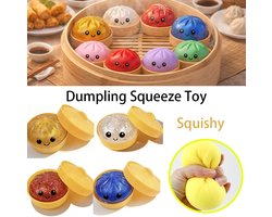 happy trendz® Dumpling Bun Squishy Set – 3 Stuks Mystery Kleuren | 5 cm | Luxe Doosje met Deksel | Anti Stress Speelgoed | Squishy Bun Hype