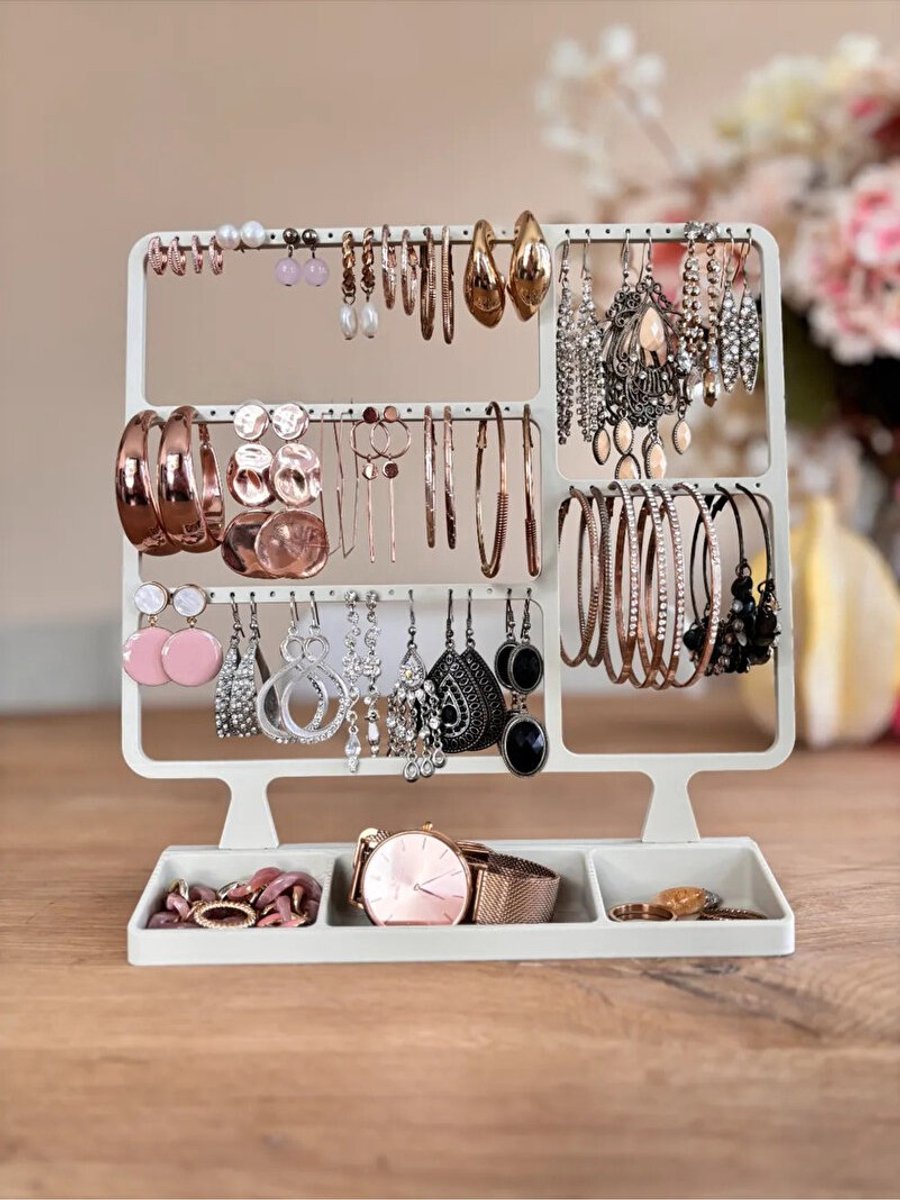 Skushy Sieraden Organizer Standaard - Juwelen Houder - Ring Oorbel Horloge Organizer - Accessoire Opberger - Sieraden Display - Wit