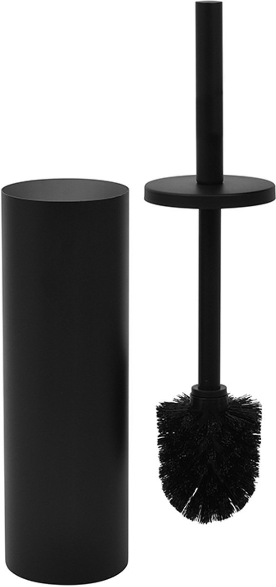 WC Borstel met Houder - Staand - Toiletborstel - Rond - hoog - Zwart - Modern