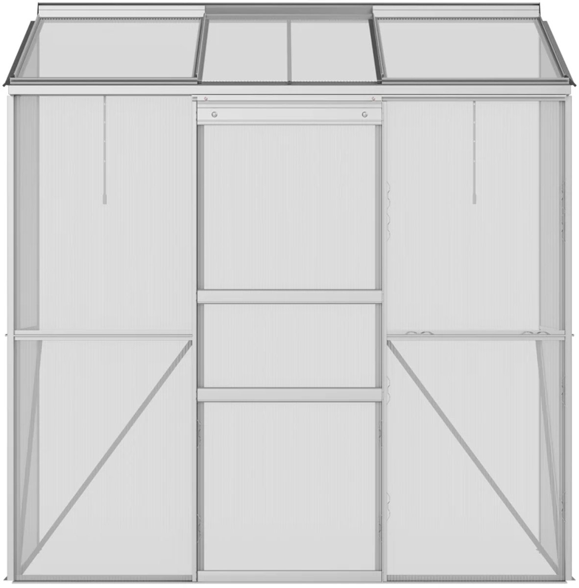 Kas met Schuifdeur en Dakraam - Wandkas - Muurkas - Tuinkas - Broeikas - Kweekkas - Tomatenkas - Groentekas - Plantenkas - voor Groenten, Bloemen, Planten - 192 x 68 x 196 cm - Polycarbonaat + Aluminium - Zilver – foto 2