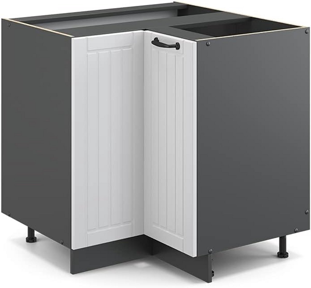 Moderne Hoekonderkast Keukenmodule in Landhuisstijl Wit/Antraciet 80.5 cm