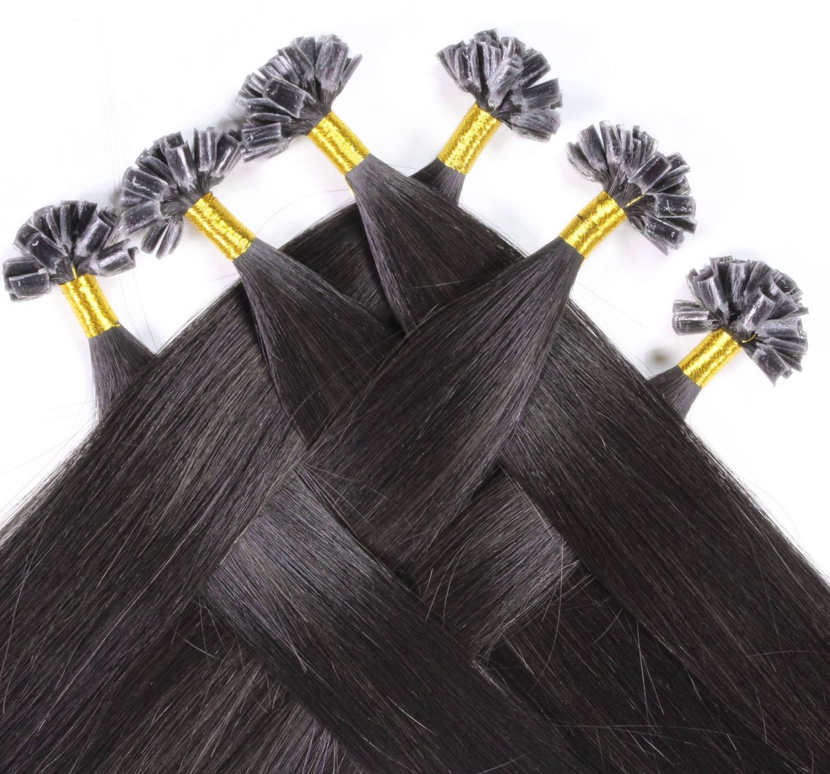 hair2heart Premium Extensions Echt haar Bondings Ruw haar glad - 25 strengen 0,8 g 50 cm 4/0 middenbruin