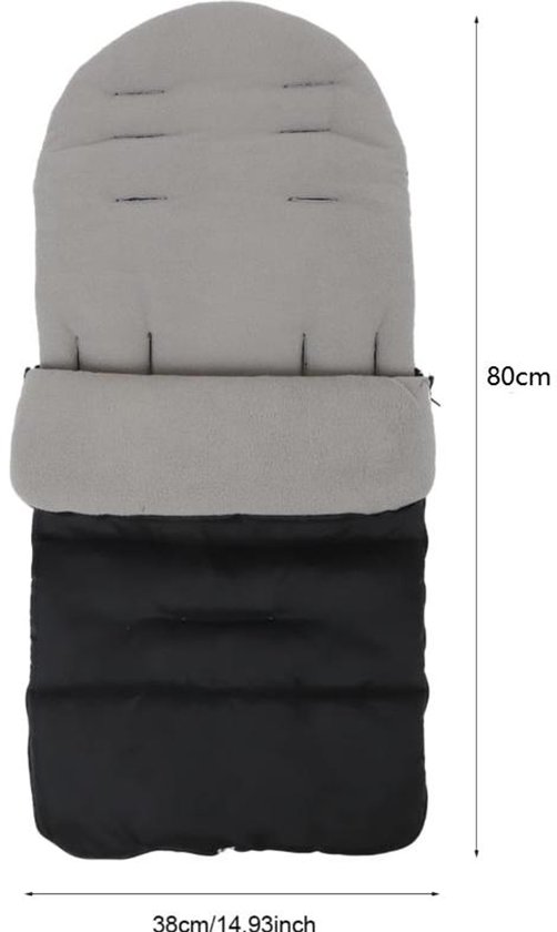 Kinderwagenhoes - Winterkinderwagen voethoezen - Baby voethoezen - Extra zacht - Winterslaapzakken - Geschikt voor de meeste kinderwagens - 80*38 cm - Zwart van Merkloos — afbeelding 5