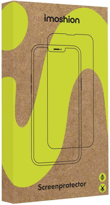 imoshion "Screenprotector" doos met illustratie van twee telefoon schermprotectoren.