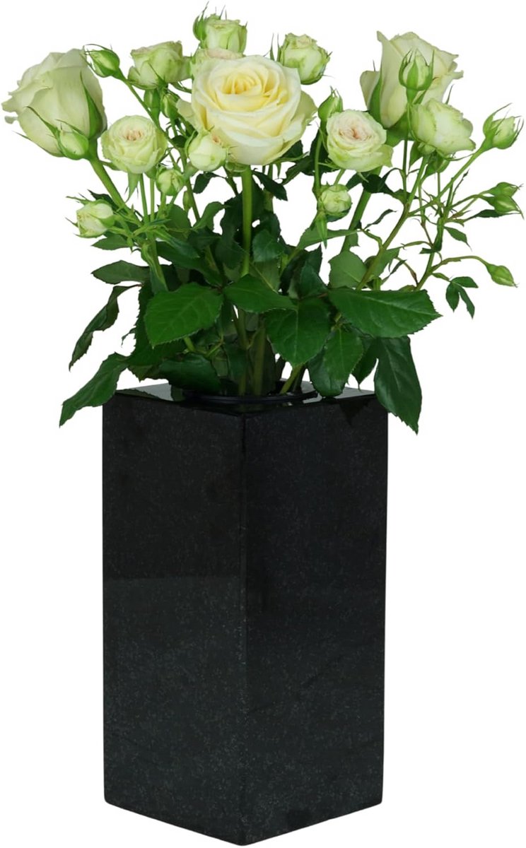 Grafvaas Kubus Zwart Gepolijst Graniet 25x12 cm Weerbestendig