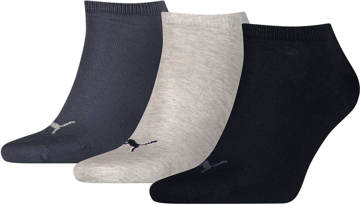 Puma 6-Pack Katoenen Sneakersokken Halfhoge Pasvorm Heren Dames marine / – 261080001 Grijs
