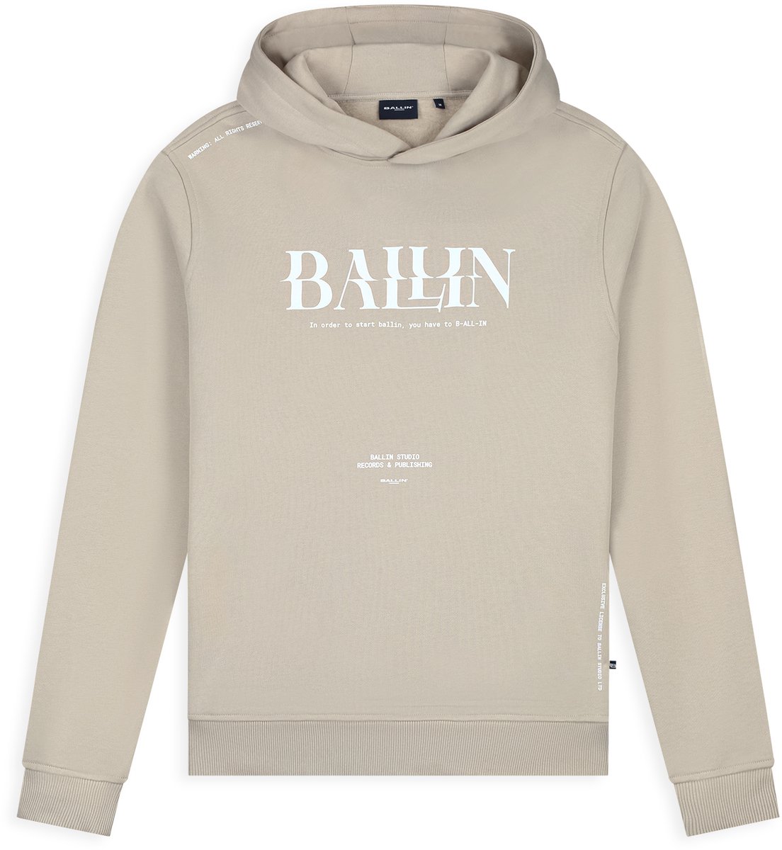 Ballin Amsterdam - Heren Regular fit Sweaters Hoodie LS - Taupe - Maat L