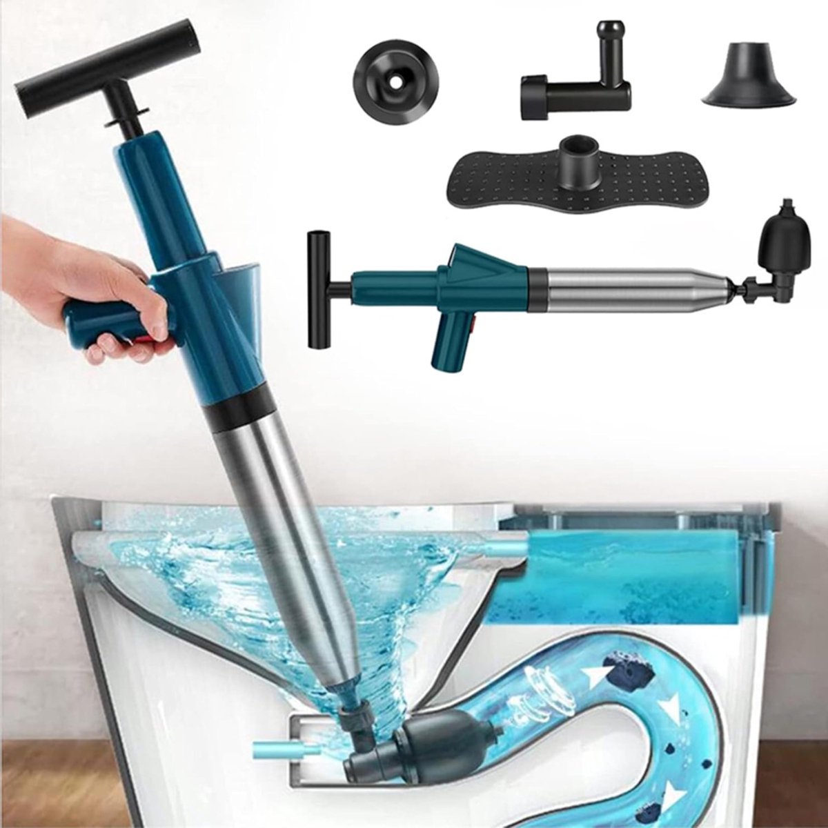 Nexvo® Rioolontstopper - Rioolveer - Ontstoppingsveer - Blauw - 34cm x 27cm x 7cm