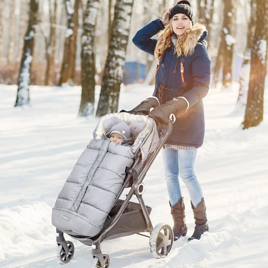 Voetenzak kinderwagen, voetenzak, buggy, voetenzak, kinderwagen, winter, met Wamres koraalfleece, ritssluiting, antislip en reflecterende strepen, universeel en waterdicht, blauw - Lang (97 * 44 cm) — afbeelding 4