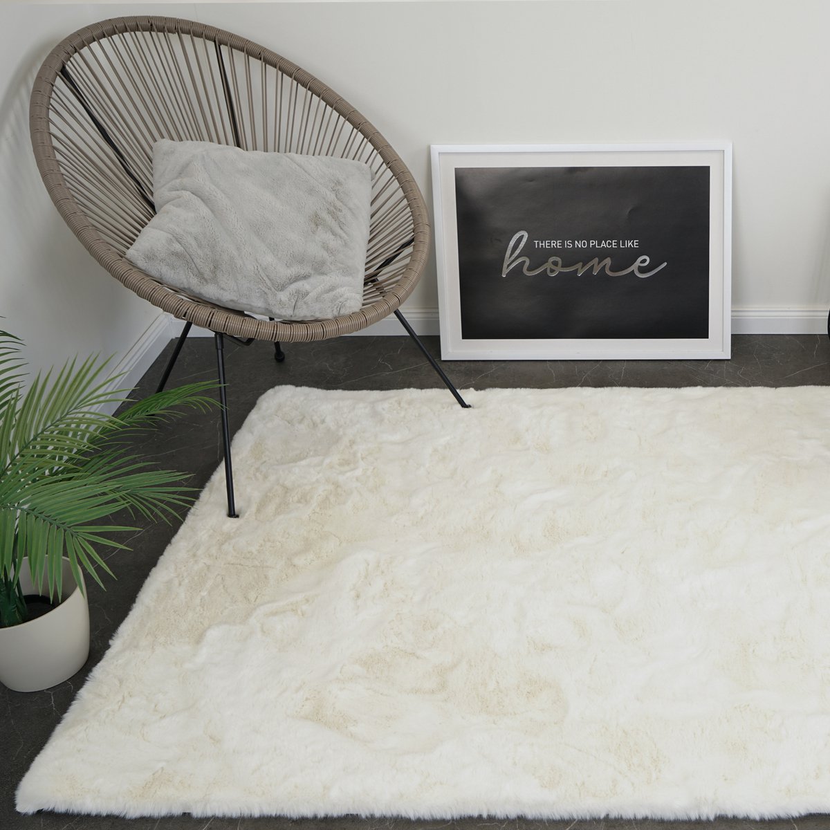 Fluffy Vloerkleed Ivoor Wit 80x150 cm – Hoogpolig 30 mm – Extra Dik & Zacht – 1900 g/m² – Afgewerkte Randen