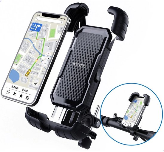 RYNEX Telefoonhouder Fiets - Scooter en Motor - Gsm Houder Fiets - 360° Rotatie - Anti-Shock en Vibratie