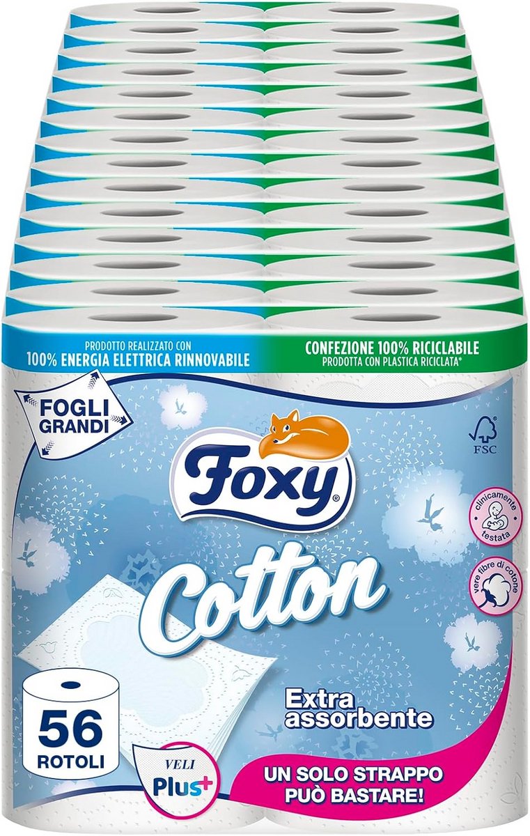 Katoen toiletpapier 5-laags - 56 extra grote rollen - 100% FSC-gecertificeerd en recyclebaar