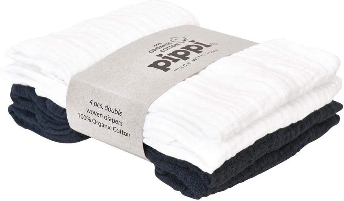 Unisex baby 4-pack stoffen luiers en spuugdoeken - Badkledingset, Wit, Eén maat