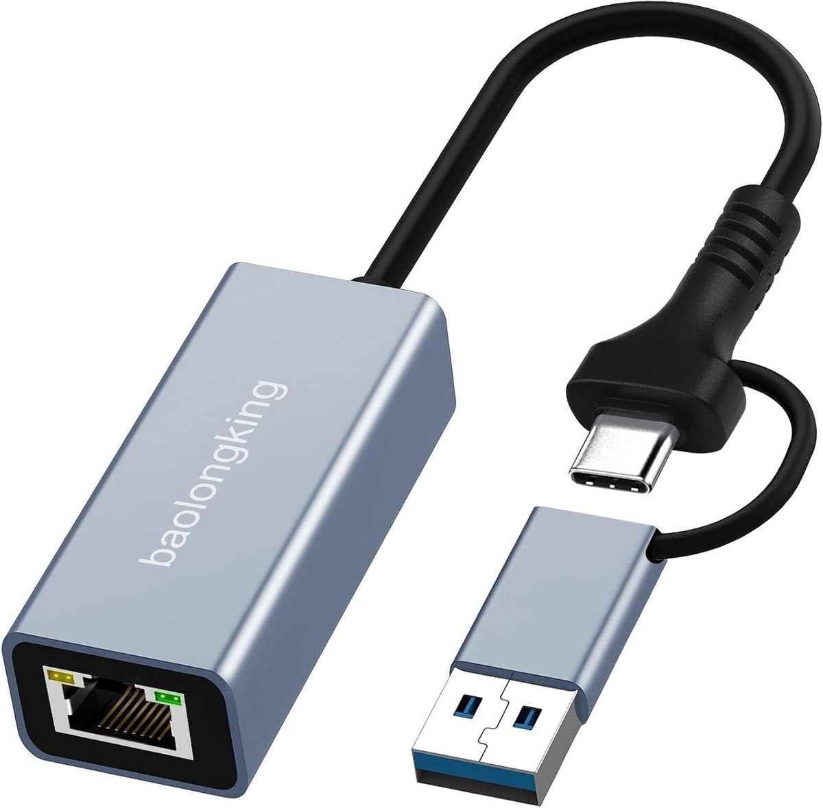 USB-C naar Ethernet Adapter - 1000Mbps Bedrade Netwerk voor Windows, Mac, Linux, Vista, 7, 8, 10, 11