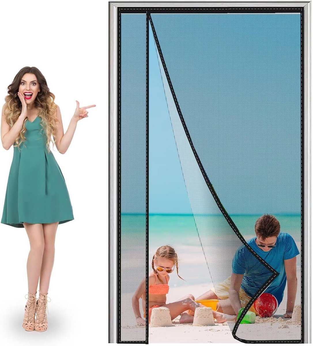 Magnetisch Hor voor Deur Zwart 95x240cm - Vliegengordijn met Automatische Sluiting
