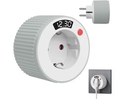 Afteltimerstopcontact met LED-Display - 3680 Watt - Timerbereik Van 1 Minuut Tot 24 Uur - Mini-Timerstopcontact - met Digitaal LED-Display - Geschikt voor Diverse Huishoudelijke Apparaten - Wit