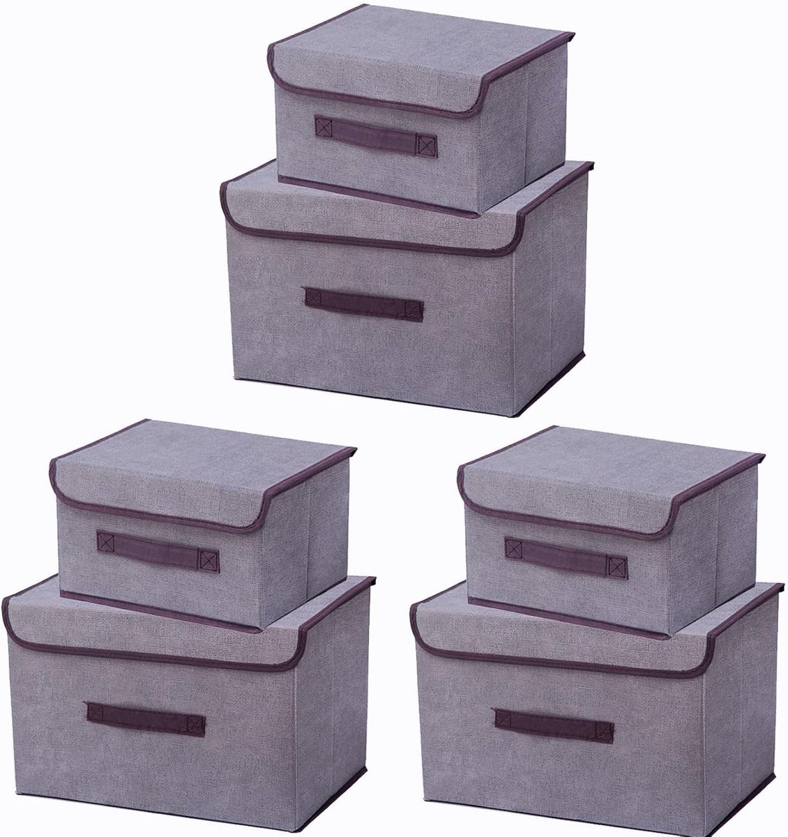 Opbergdozen met Deksel - Opvouwbare Opbergzak voor Kleding en Speelgoed (Grijs, 36cm/26cm 6-pack)