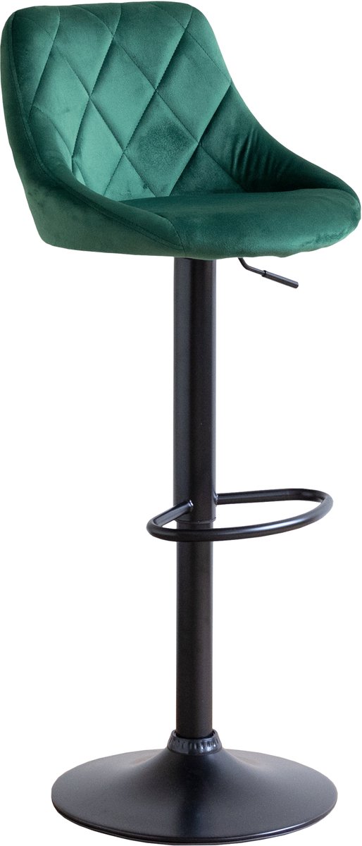 Groen fluwelen barkruk ROBIN