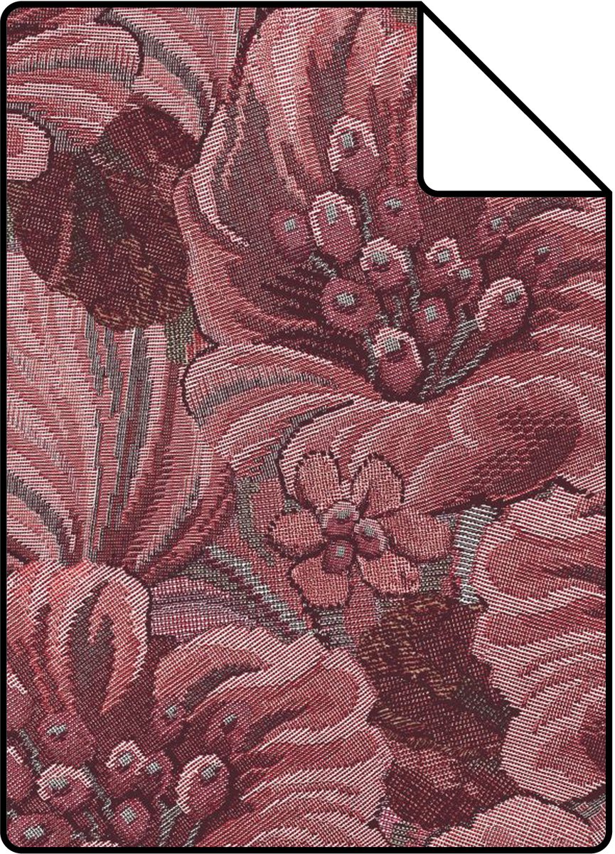 Proefstaal ESTAhome behang geborduurd bloemmotief mauve paars - 26.5 x 21 cm - 131871-S