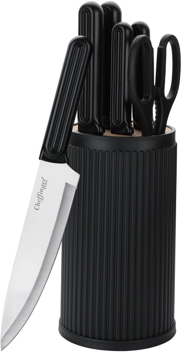 Cheffinger Messenset met Standaard - 7-delig - Zwart