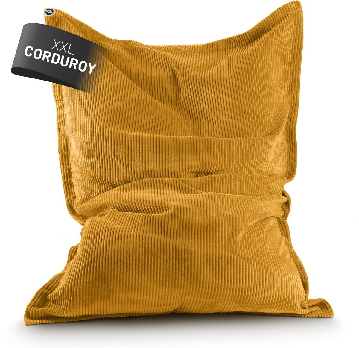 Lumaland Zitzak Classic XXL Corduroy | Reuzenzitzak XXL met zachte ribstructuur – ideaal bij corduroy banken en fauteuils Indoor zitzak voor woonkamer, slaapkamer enz. - 380 l, 140 x 180 cm Cord (mosterdgeel)