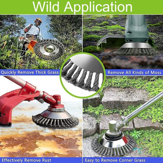 Professionele onkruidborstel voor bosmaaier met 6 accessoires - Effectieve grastrimmer voor onkruid en mos — afbeelding 4