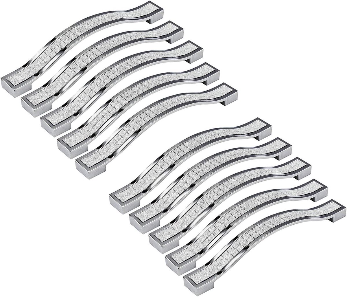 Oneay Set van 10 moderne, mat en gepolijste kristallen handgrepen voor kasten, dressoirs en kledingkasten, zilverkleurig, zinklegering.