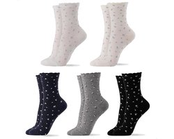 Sokken - 5 Paar - Voordeelbundel dames sokken Maat 36/40 - Sokken Dames - comfortabele mode gestreepte atletische sokken - Lange sokken - Lente nieuwe stijl - zacht, absorberend, ademend - Voor Casual, Business, Sport - Voor lente en zomer