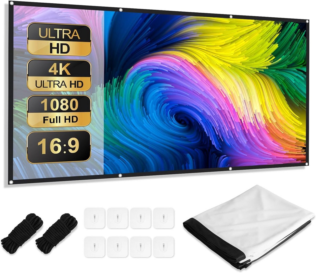 Draagbaar Projectorscherm 84 Inch - 16:9 4K Full HD Duozijde voor Thuis en Buiten