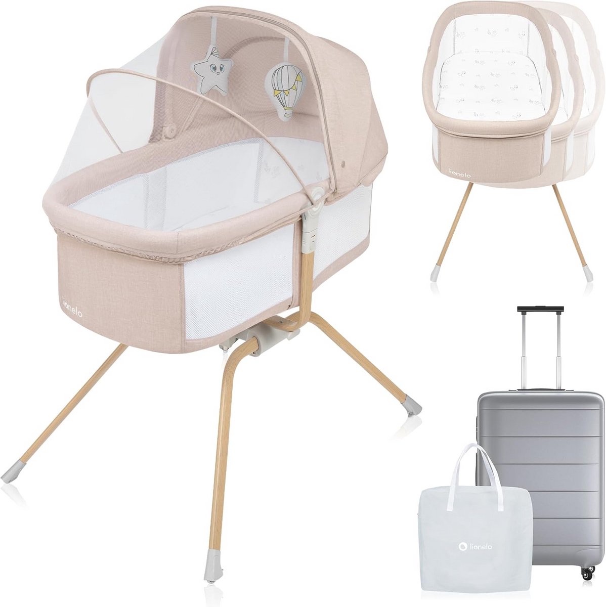 3-in-1 Inklapbaar Babybed met Schommelsysteem en Verstelbare Matras