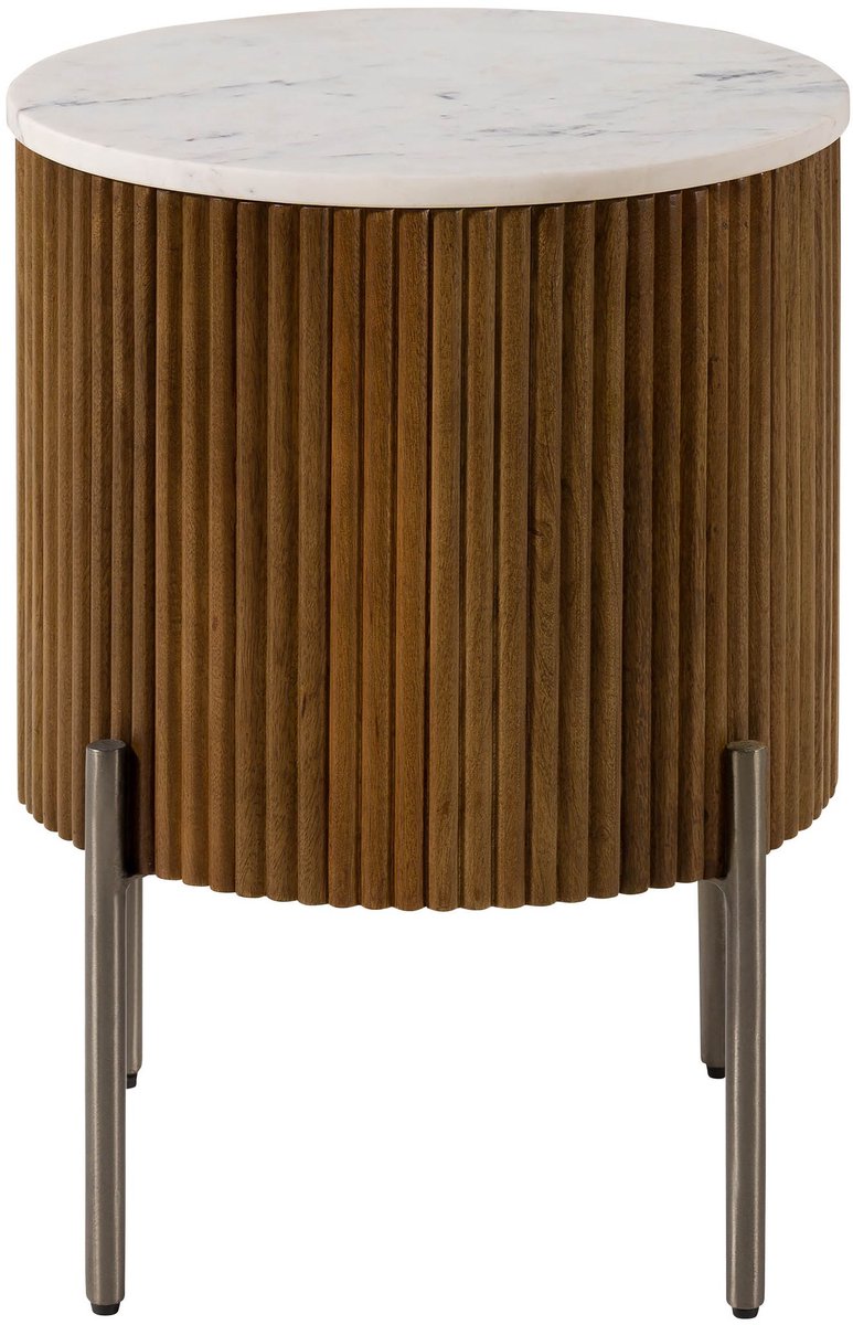 MASSIVMOEBEL24 .DE BARCELONA #230 bijzettafel bruin / wit gelakt massief hout mango 40x40x52 cm