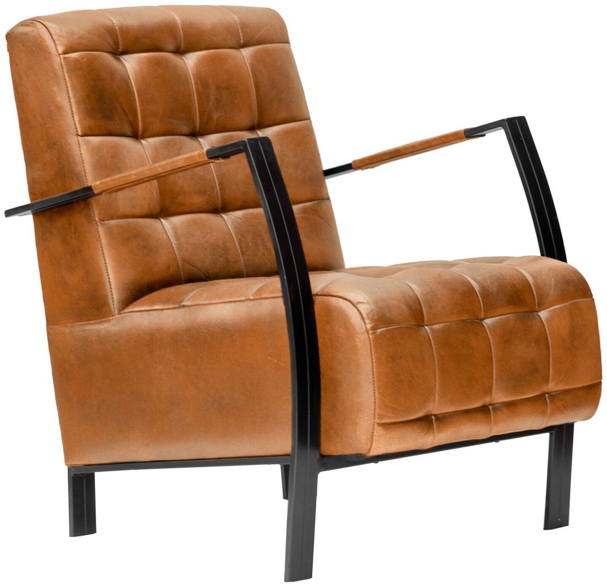 MASSIVMOEBEL24 .DE zetel IRON LABEL #13 lichtbruin echt leer (buffel) 64 x 83 x 76 cm