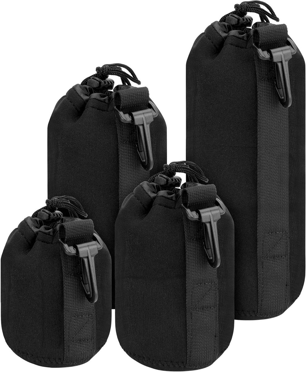 Allecto- Camera Lens Buidelzakjes - Neoprene - Waterbestendig - Universele DSLR Camera Lenzen - Zachte Draagbuidels - Zwart - Set van 4 - Geschikt voor Small, Medium, Large & Extra Large.