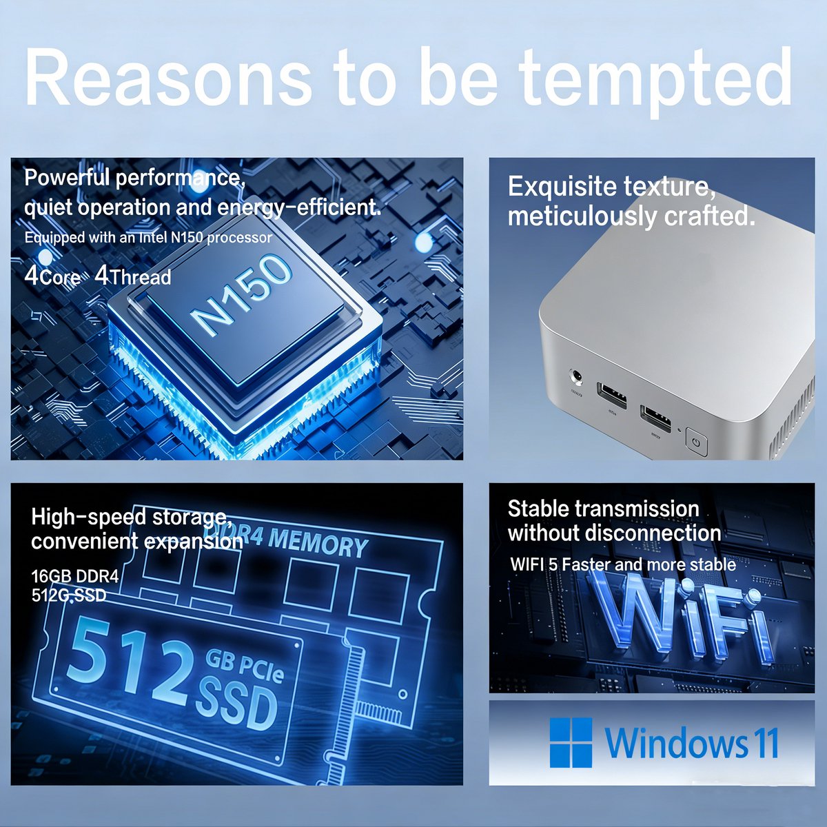 Mini PC - Intel N150 - 16GB RAM - 512GB SSD - Mini pc desktops