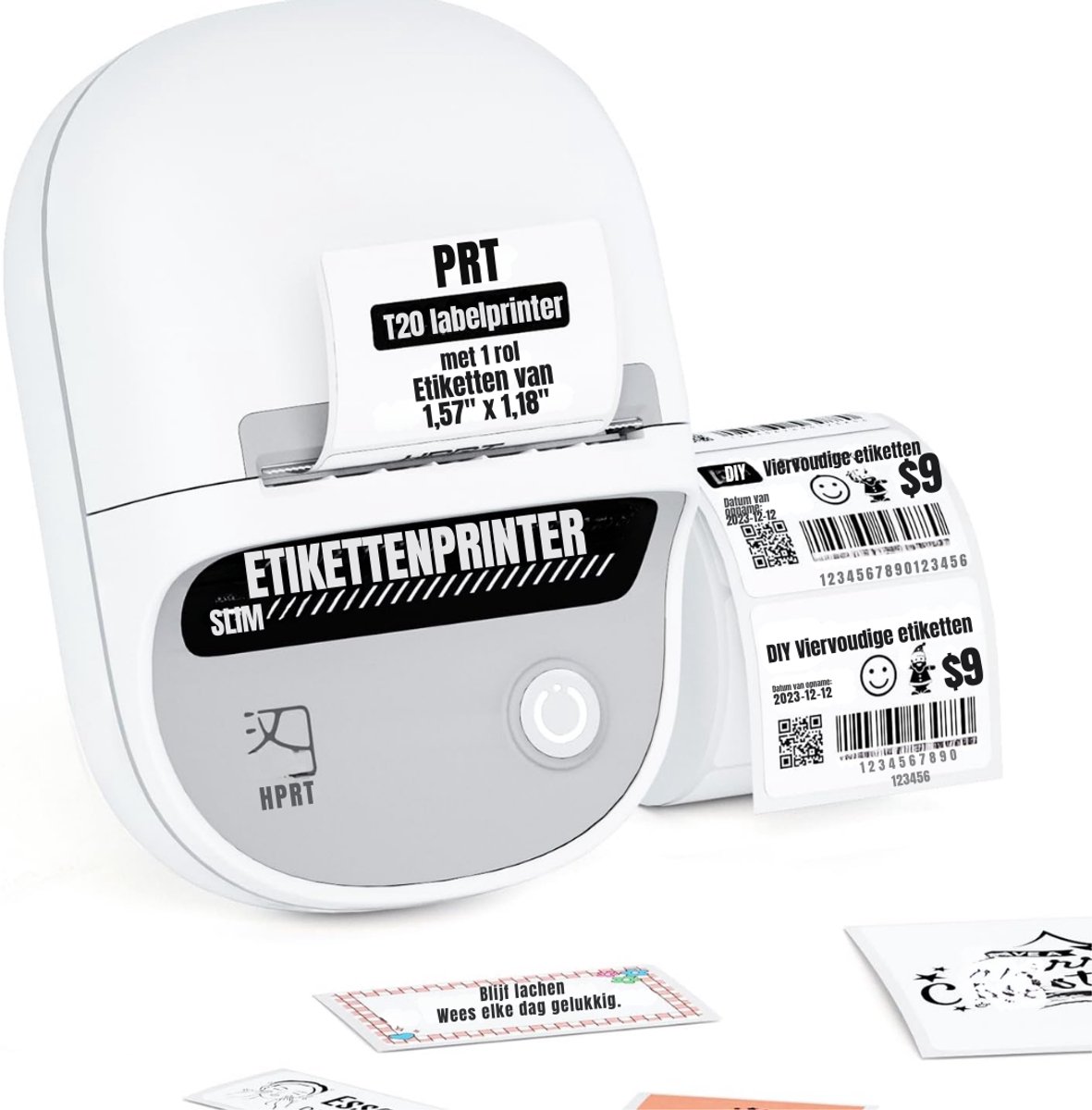 Aura® Labelmaker - Laberprinter - Draagbare Laberprinter - Wit- 13cm x 10cm x 7cm