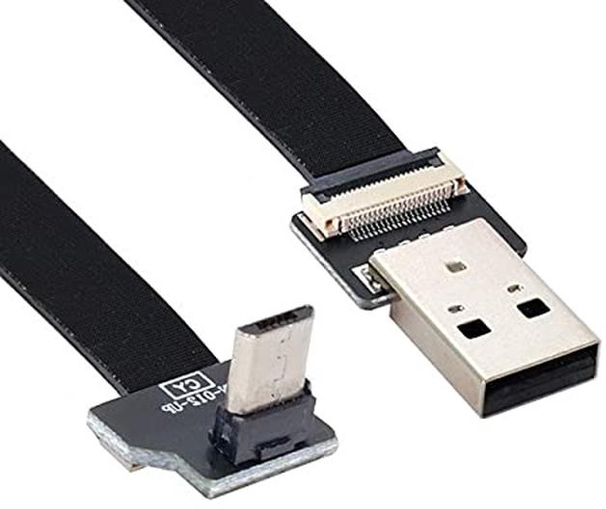 Omhoog Hoekige USB 2.0 Type-A naar Micro USB 5Pin Kabel voor FPV en Telefoon - 200CM