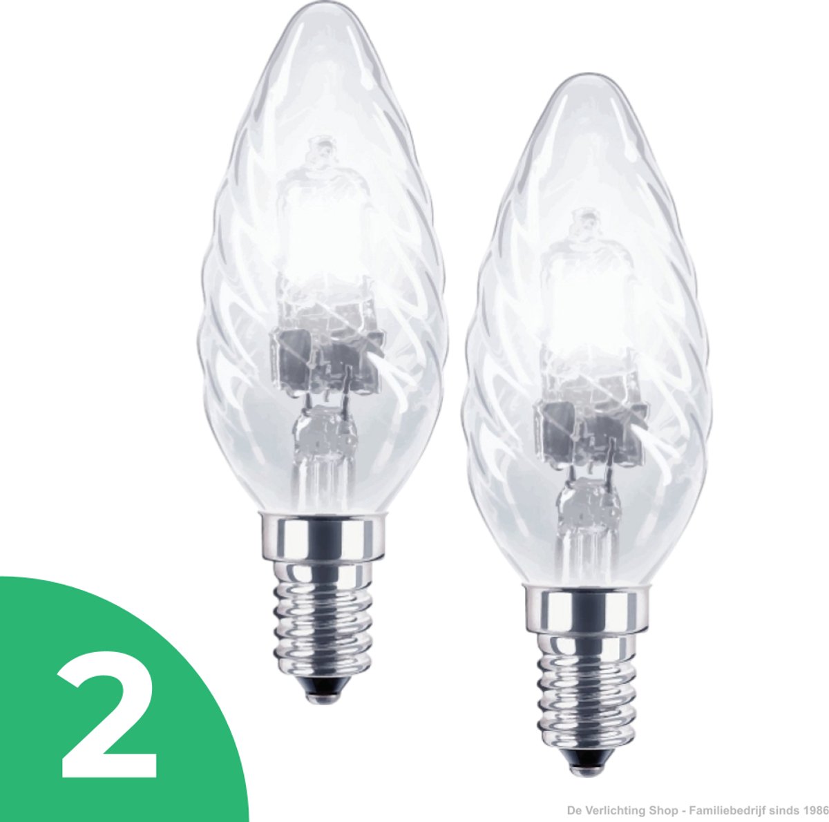 Trixline Kaarslamp Halogeenlamp E14 - 40W - Warm Wit Licht (2700K) - 400 lm - 1 jaar - Dimbaar - 2 stuks