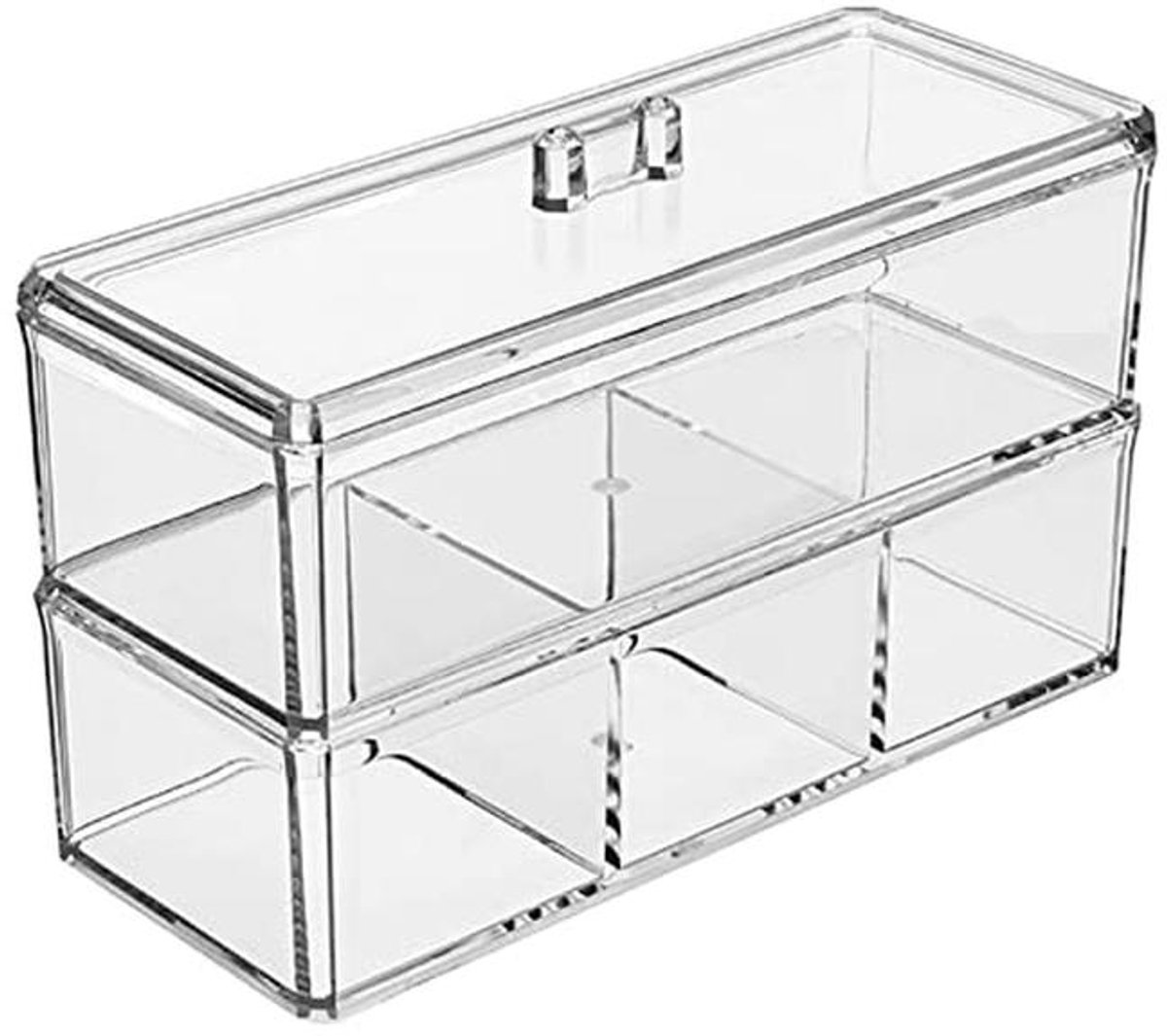 Dubbellaagse opbergset voor cosmetica - Stapelbare acryl make-up organizer met deksel