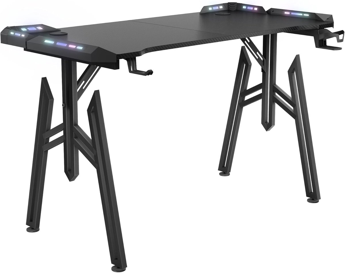 Gamingtafel 120 x 60 cm M-Frame Bureau met Drankhouder en Hoofdtelefoonhaak Ergonomisch PC-computerbureau Draagvermogen tot 100 kg Gamingtafel voor Kantoor NAIZY
