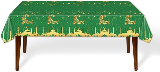 LUQ – Tafelkleed Ramadan – Groen-Goud – Luxe Tafeldecoratie – Islamitisch Feest – Iftar of Eid Decor