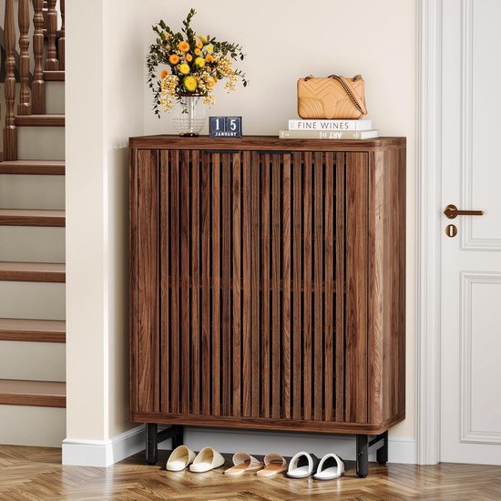 Tribesigns Meuble à chaussures - 6 étages - 85 x 35 x 110 cm - Pour 22 paires de chaussures - Brun clair - Étagère à chaussures en bois - Étagère à chaussures pratique avec étagères réglables