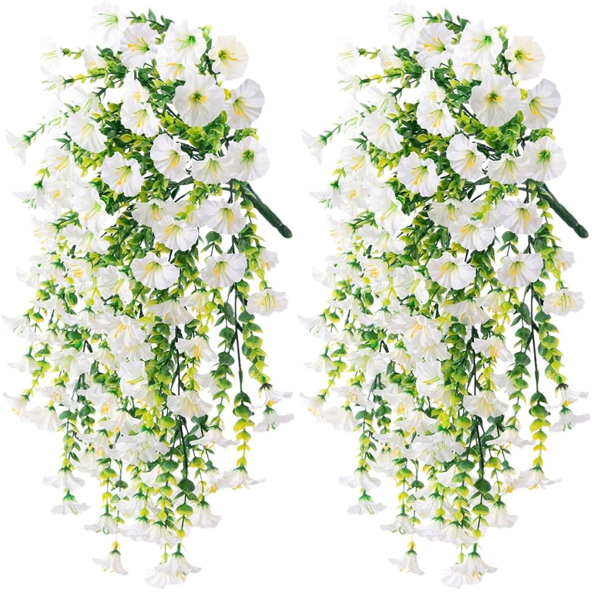 2 stuks realistische kunstbloemen van Morning Glory, uv-bestendige hangende kunstmatige Morning Glory-ranken, 75 cm realistische kunstzijde voor op de veranda of het terras