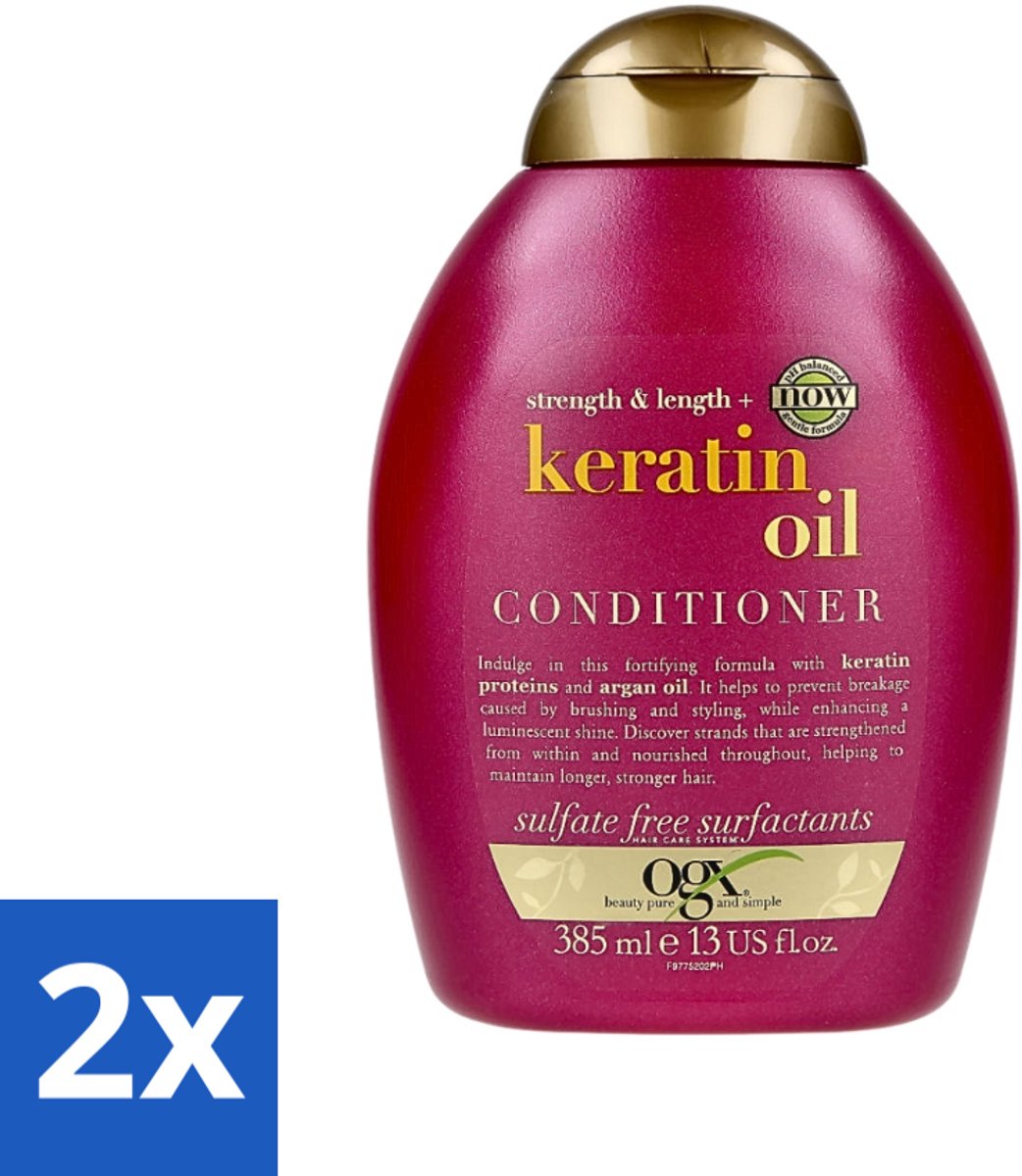 2 x OGX - Anti-Breakage Keratin Oil - Conditioner - Verstevigend - Voor Ieder Haartype - 385 ml - Haarbreuk - Keratine - Versteviging - Anti-breuk - Krachtig Haar