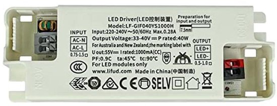 LED Driver 1000mA 33V-40V 40W voor LED Paneel 60x60cm | bol