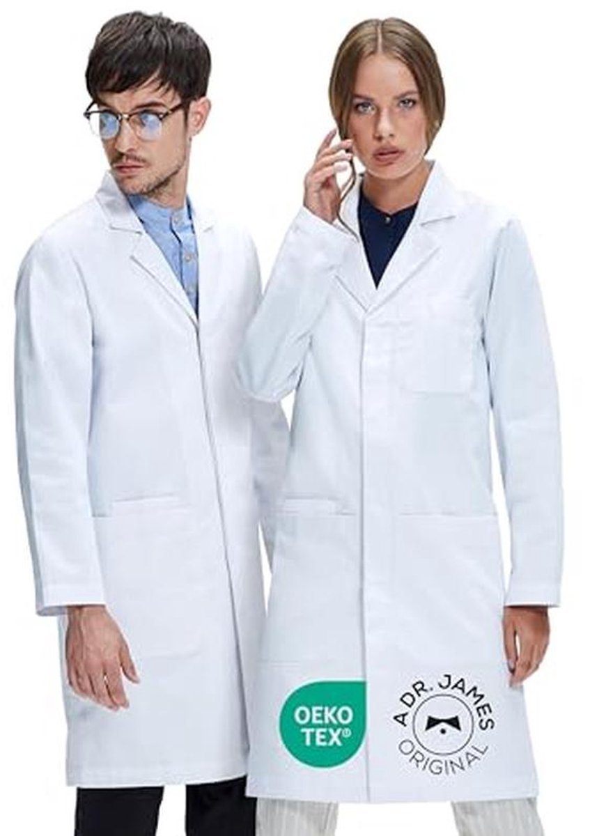 Premium Unisex Laboratoriumjas met Zakken voor Smartphone & Tablet - Klassieke Pasvorm