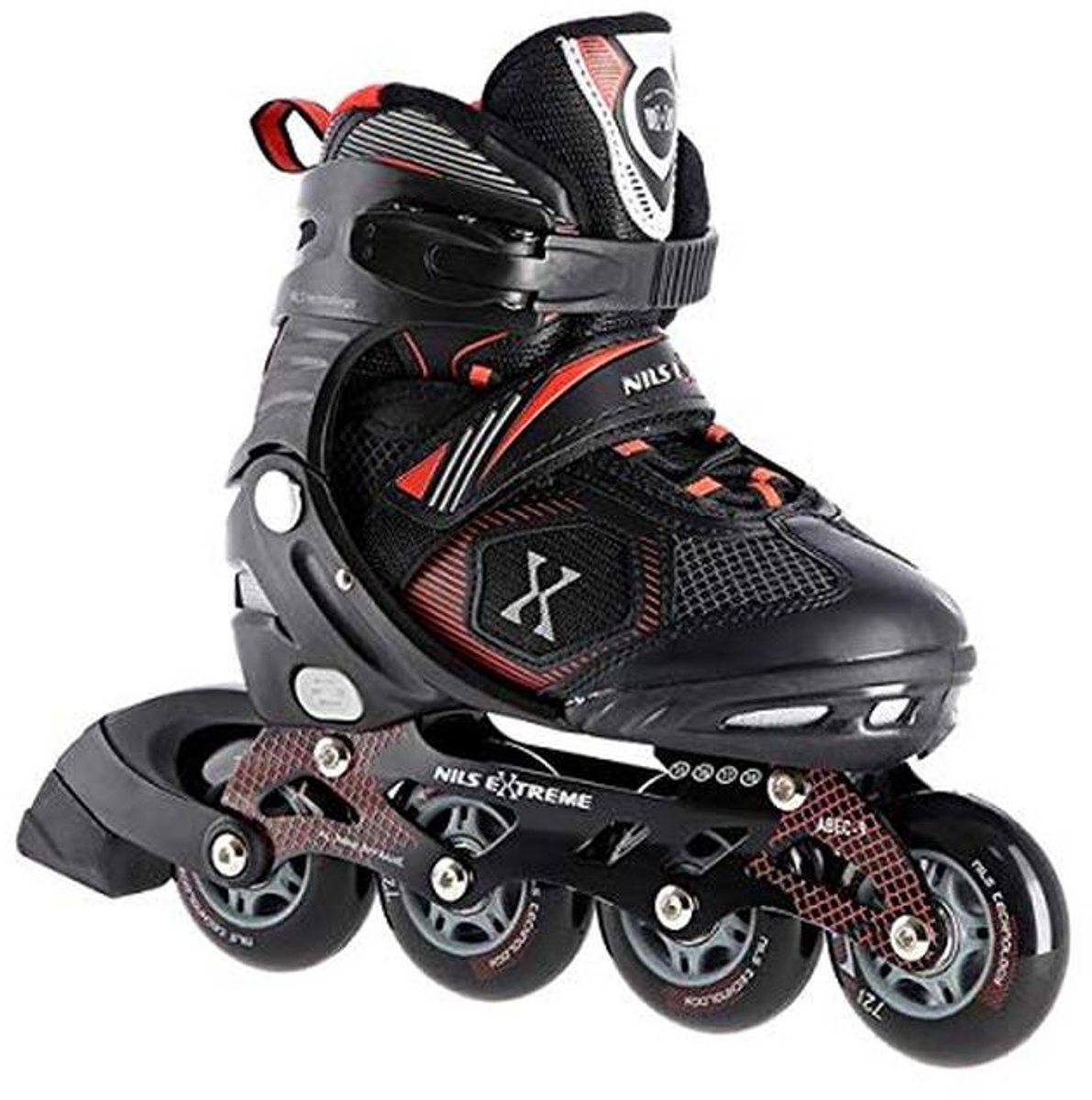 Verstelbare Inlineskates voor Kinderen en Dames - Zwart-Rood - Maat 31-42